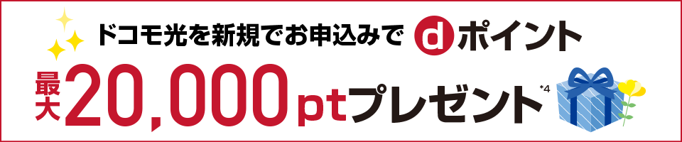 ドコモ光を新規でお申込みでdポイント最大20,000ptプレゼント